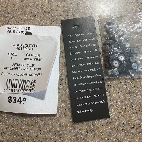 Adrianna Papell Gown. Size 8. Platinum color. - Picture 6 of 11